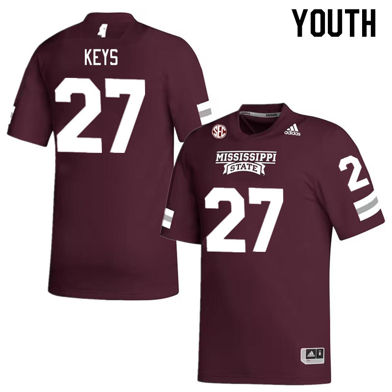 Youth #27 Chris Keys Mississippi State Bulldogs College Football Jerseys Stitched Sale-Maroon